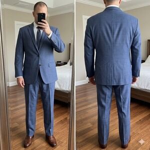 Ralph Ralph Lauren Blue Glen Check Wool Suit 44R Mens Pleated Dillard's Canada